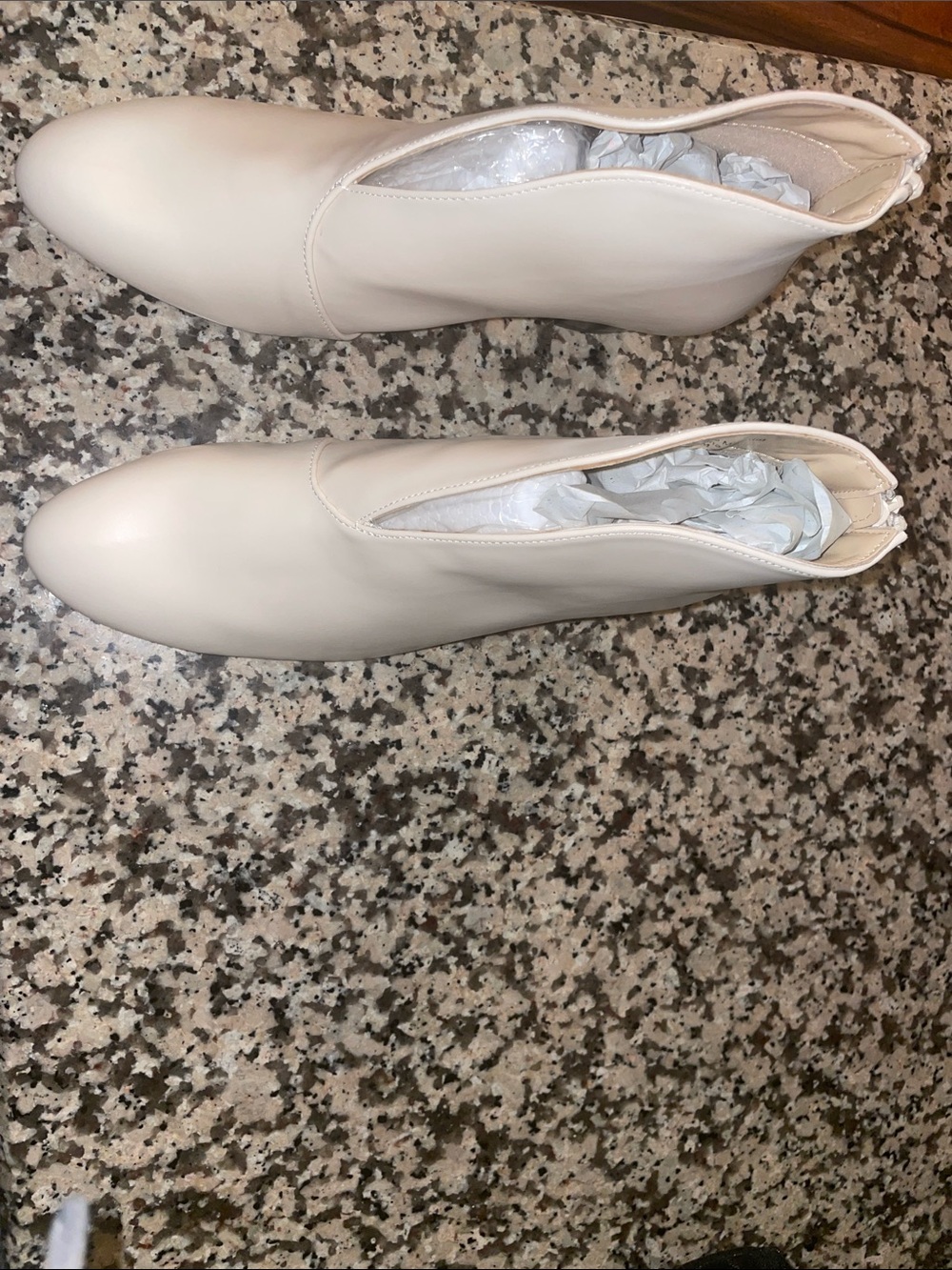 Women's Cream Slip-On Ankle Booties